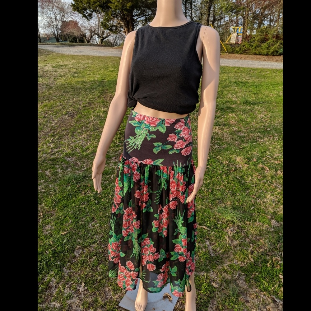 Free People "Roselita" Floral Print Maxi Skirt
